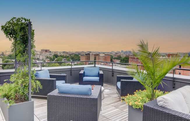 Luxury Apartments 14th and U Street DC--Roof Deck with Outdoor Living, Firepit and Stunning DC views