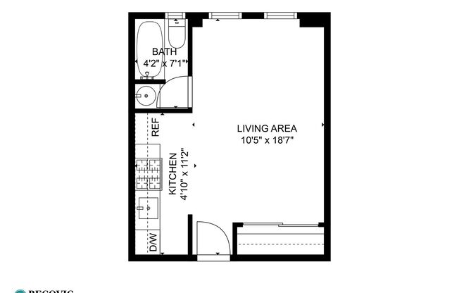 Studio, 1 bath, 278 sqft, $1,375, Unit 601