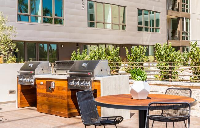 Grilling station with premium appliances for relaxed outdoor dining.