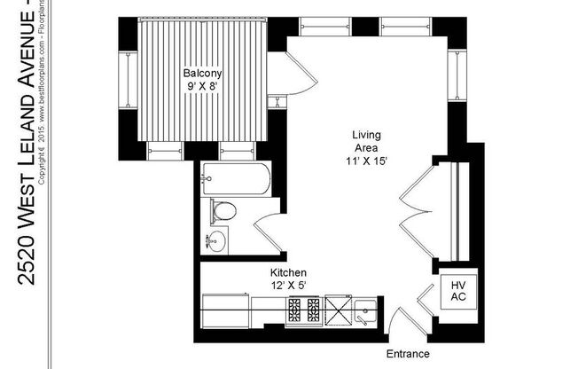 Studio, 1 bath, 340 sqft, $1,425, Unit 2520-C12