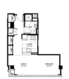 Studio, 1 bath, 553 sqft, $2,716