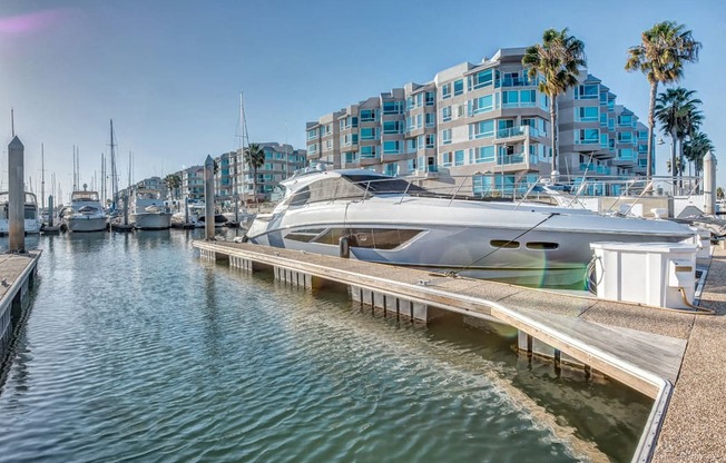 View of Esprit Apartment Homes from the docks  at Esprit Apartments, Marina del Rey, CA, 90292