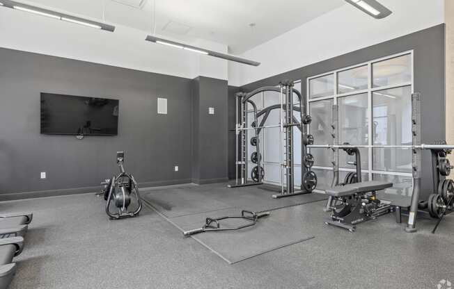 the gym at the flats at big tex apartments