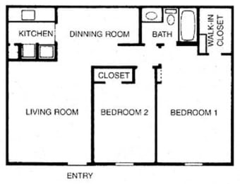 2 beds, 1 bath, 830 sqft, $835