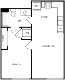 1 bed, 1 bath, 568 sqft, $1,316