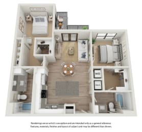 2 beds, 2 baths, 1,056 sqft, $1,954