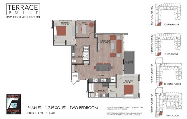 2 beds, 2 baths, 1,249 sqft, $2,475, Unit 211