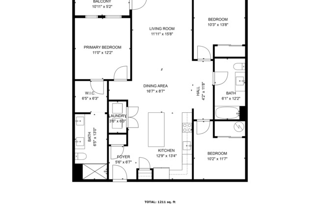 2 beds, 2 baths, 1,294 sqft, $2,850, Unit 110 W Beall #311