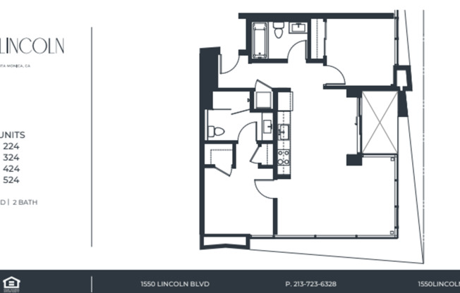 2 beds, 2 baths, 989 sqft, $5,500, Unit 324