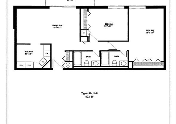 2 beds, 2 baths, 902 sqft, $3,200, Unit 404