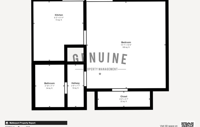 Studio, 1 bath, 350 sqft, $1,375, Unit 16