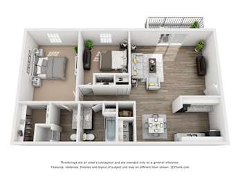 2 beds, 2 baths, 1,017 sqft, $1,203
