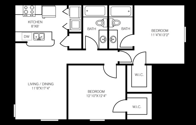2 beds, 2 baths, 936 sqft, $1,019