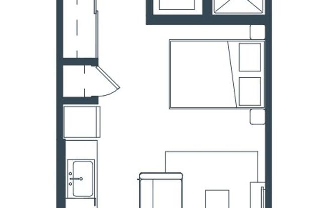 Studio, 1 bath, 370 sqft, $1,845, Unit 109