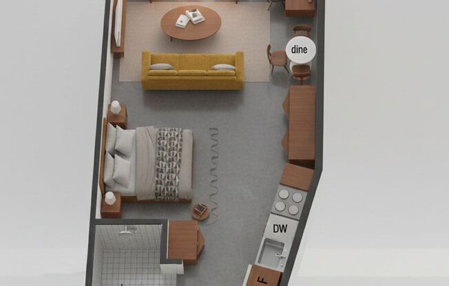 Studio, 1 bath, 450 sqft, $1,900, Unit 216