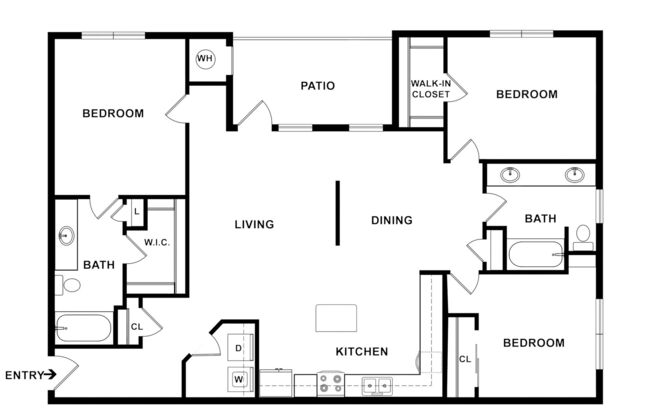 3 beds, 2 baths, 1,344 sqft, $1,630
