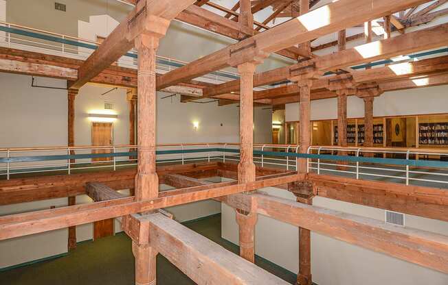 Exposed beams and brick wall accents | Bigelow Commons