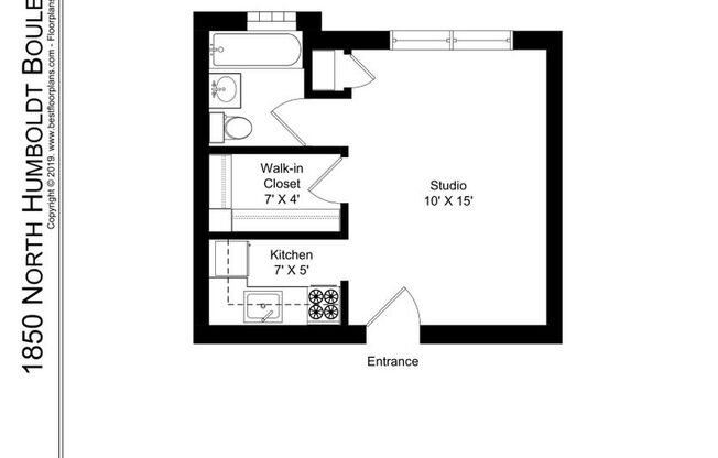 Studio, 1 bath, 304 sqft, $1,195, Unit 109