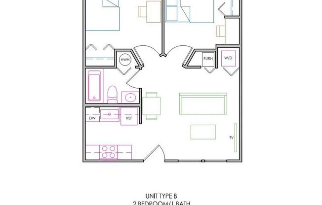 2 beds, 1 bath, 580 sqft, $1,235