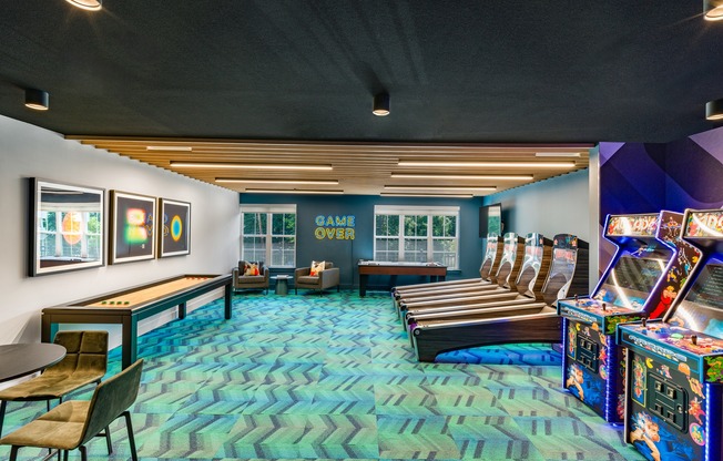 Enjoy leisure time in our game room, which features pool tables and shuffleboards.