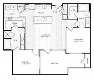 2 beds, 2 baths, 1,201 sqft, $2,250