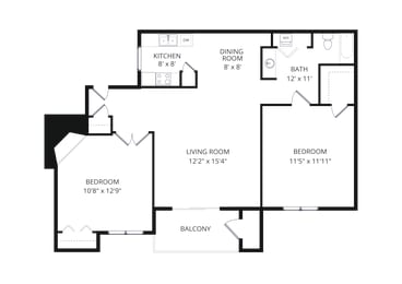 2 beds, 1 bath, 946 sqft, $1,270
