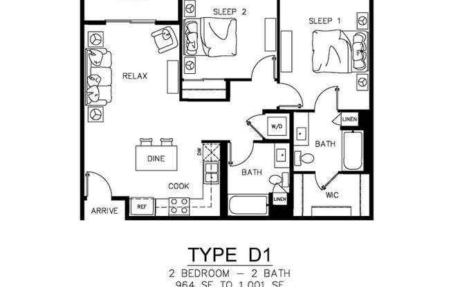 2 beds, 2 baths, 1,001 sqft, $2,850, Unit 219