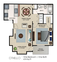 1 bed, 1 bath, 674 sqft, $1,153