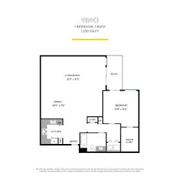 1 bed, 1 bath, 1,331 sqft, $3,300