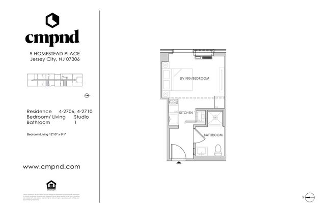 Studio, 1 bath, 285 sqft, $2,150, Unit 910