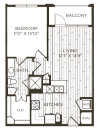 1 bed, 1 bath, 729 sqft, $1,344