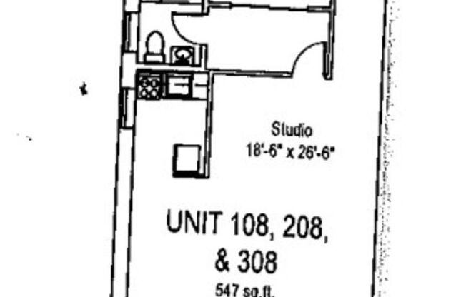 Studio, 1 bath, 487 sqft, $1,275, Unit Fifth 108