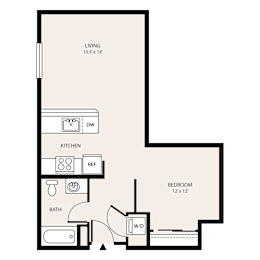 1 bed, 1 bath, 656 sqft, $1,561