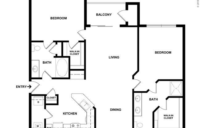 2 beds, 2 baths, 1,116 sqft, $1,550