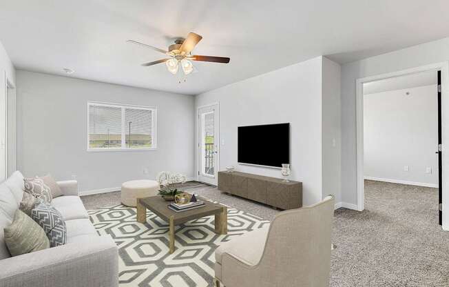 Living room area at Red Rock Apartments, South Dakota