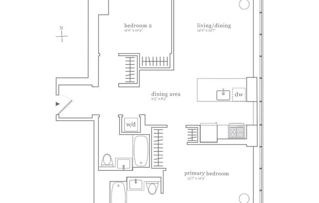 2 beds, 2 baths, $5,945, Unit 17G