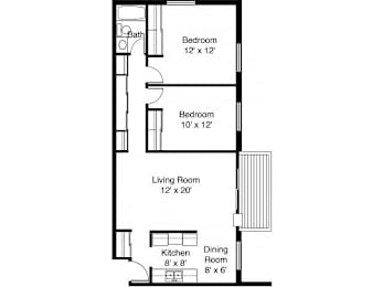 2 beds, 1 bath, 926 sqft, $1,344