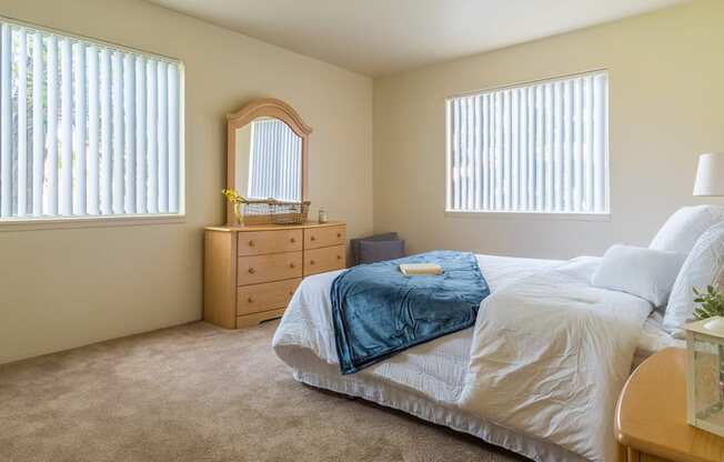 Catalina Canyon cozy bedroom including two windows.