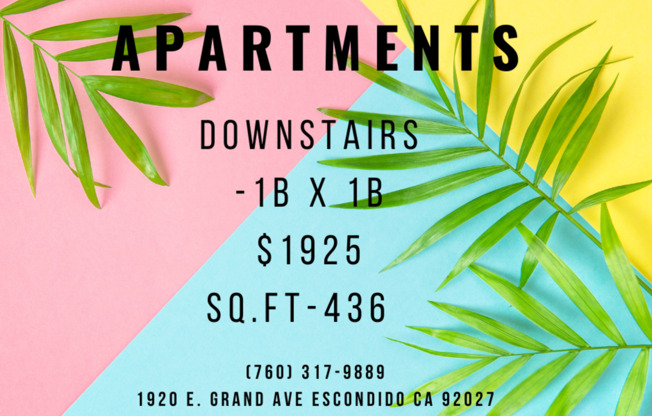 1 bed, 1 bath, 436 sqft, $1,925, Unit 25