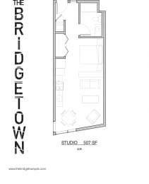 Studio, 1 bath, 507 sqft, $1,334