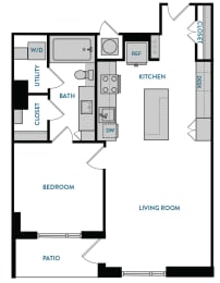 1 bed, 1 bath, 853 sqft, $1,992