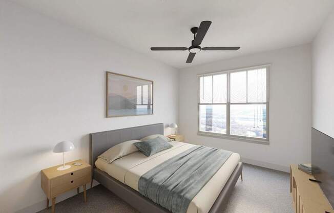 Bedroom With Ceiling Fan at The Liliana Apartment Homes, Pooler, 31322
