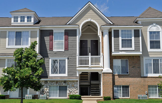 Contemporary Apartment Exterior Details at The Harbours Apartments, Clinton Twp, MI, 48038