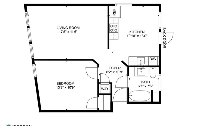 1 bed, 1 bath, 486 sqft, $1,750, Unit 109