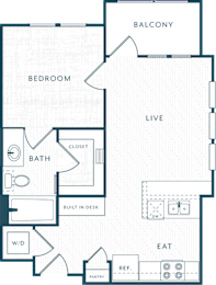 1 bed, 1 bath, 587 sqft, $1,132