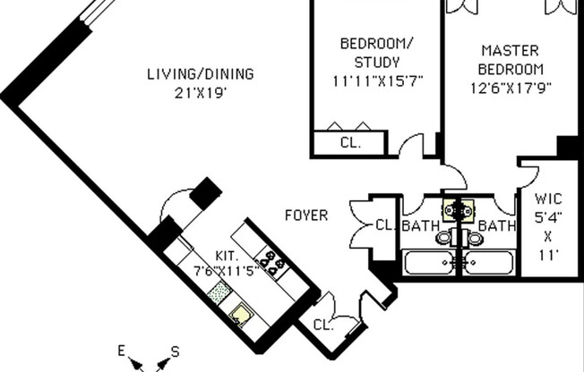 2 beds, 2 baths, 1,375 sqft, $9,750, Unit 17G