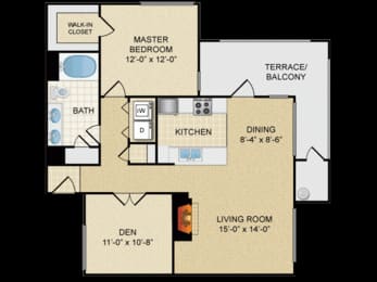 1 bed, 1 bath, 930 sqft, $2,620