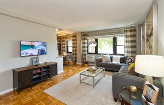 One bedroom model living area at Bridgeyard in Alexandria, VA