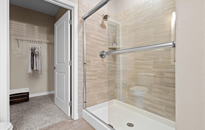 our apartments offer a bathroom with a shower at The Dorset, Kansas City, 64112