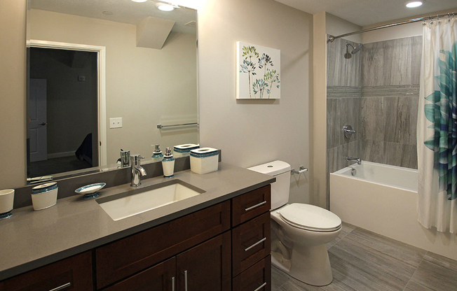 Bathroom at The Terminal Tower Residences, Cleveland Apartments, OH, 44113